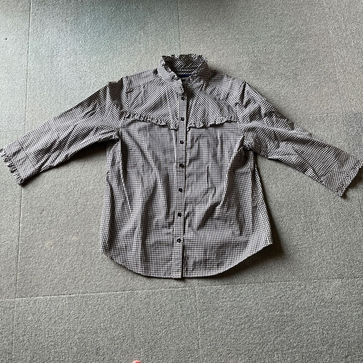 EASTBOY イーストボーイ 長袖 長袖シャツ シャツ 黒×白 チェック柄 使用回数数回 良品 サイズ 15 当時物拍卖