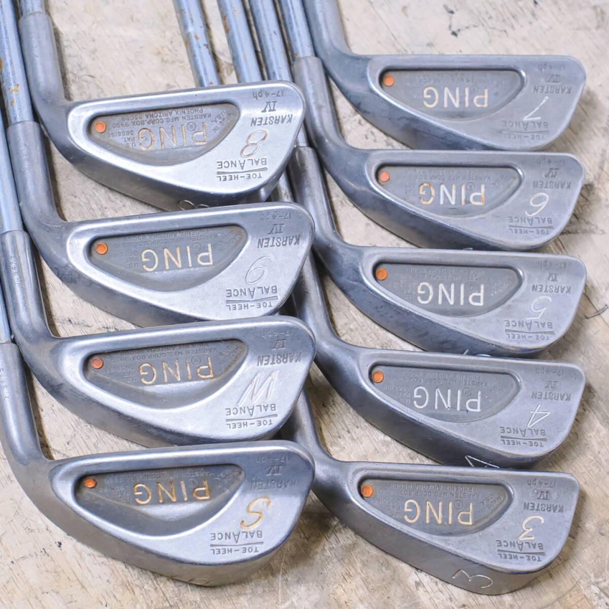 t) レトロ アイアンセット 9本 PING KARSTEN4 3-9/W/S 17-4ph TOE-HEEL BALANCE拍卖