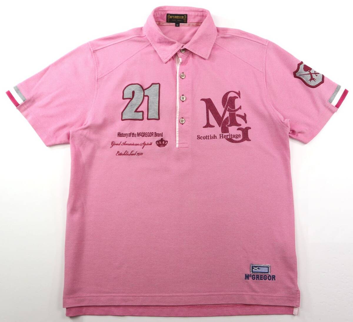 美品★McGREGOR マクレガー 半袖ドライポロシャツ/マックレガー/ピンク/Mサイズ拍卖