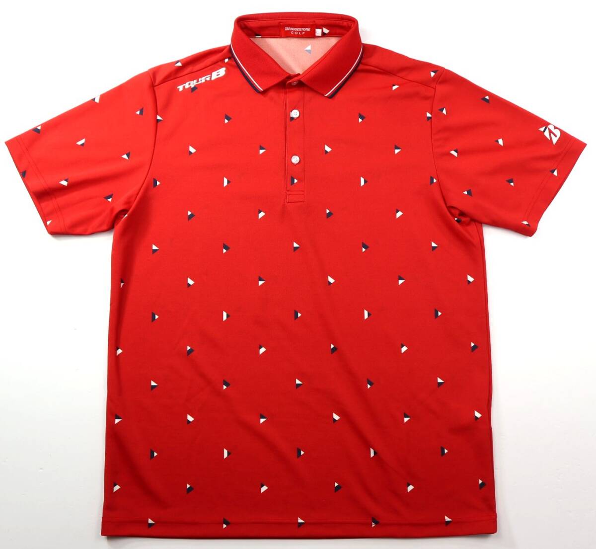 美品★BRIDGESTONE GOLF ブリヂストン・ゴルフ 三角柄 半袖ドライポロシャツ/Lサイズ拍卖