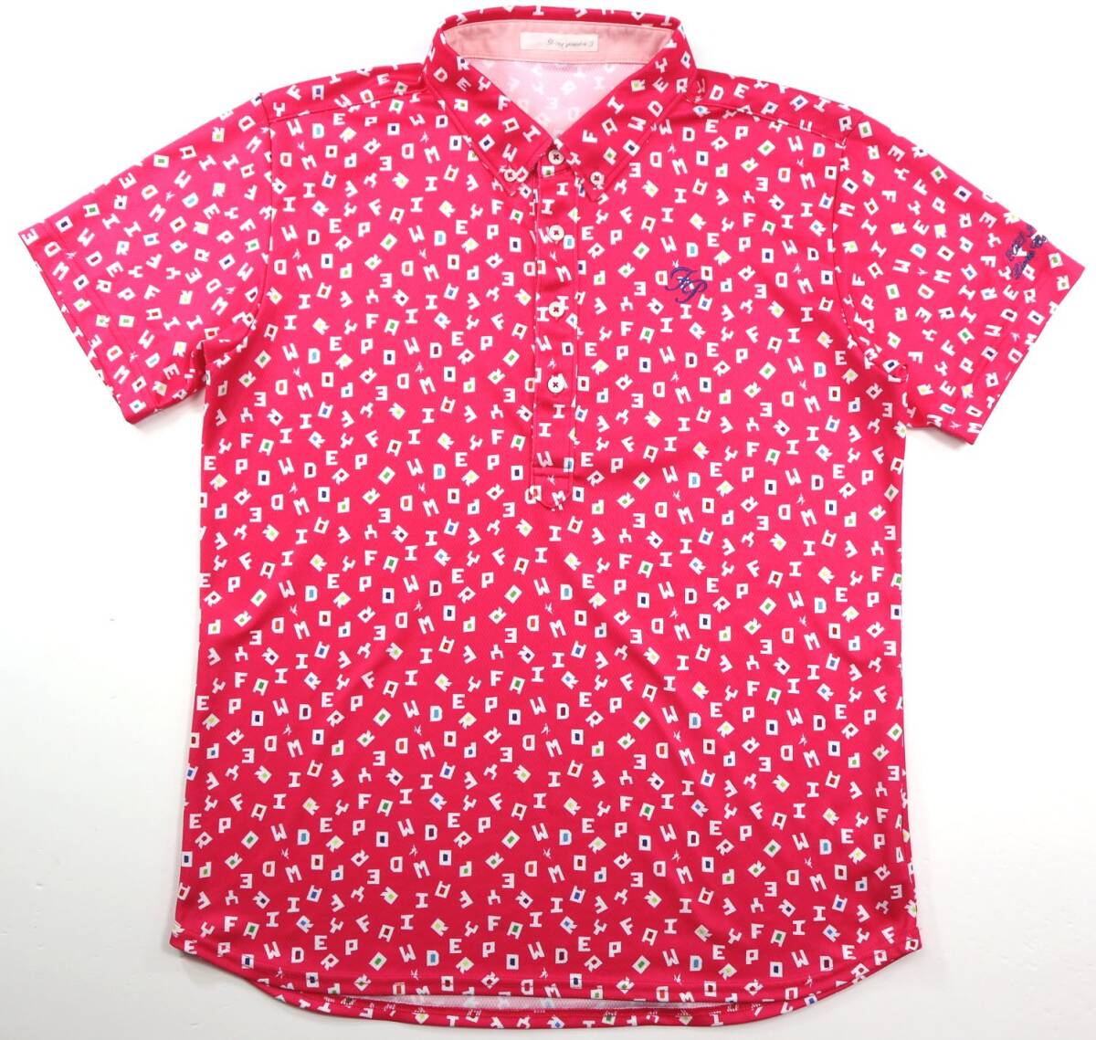 極美品★Fairy powder フェアリーパウダー 総柄 ボタンダウン半袖ドライシャツ/ポロシャツ/サイズ3拍卖