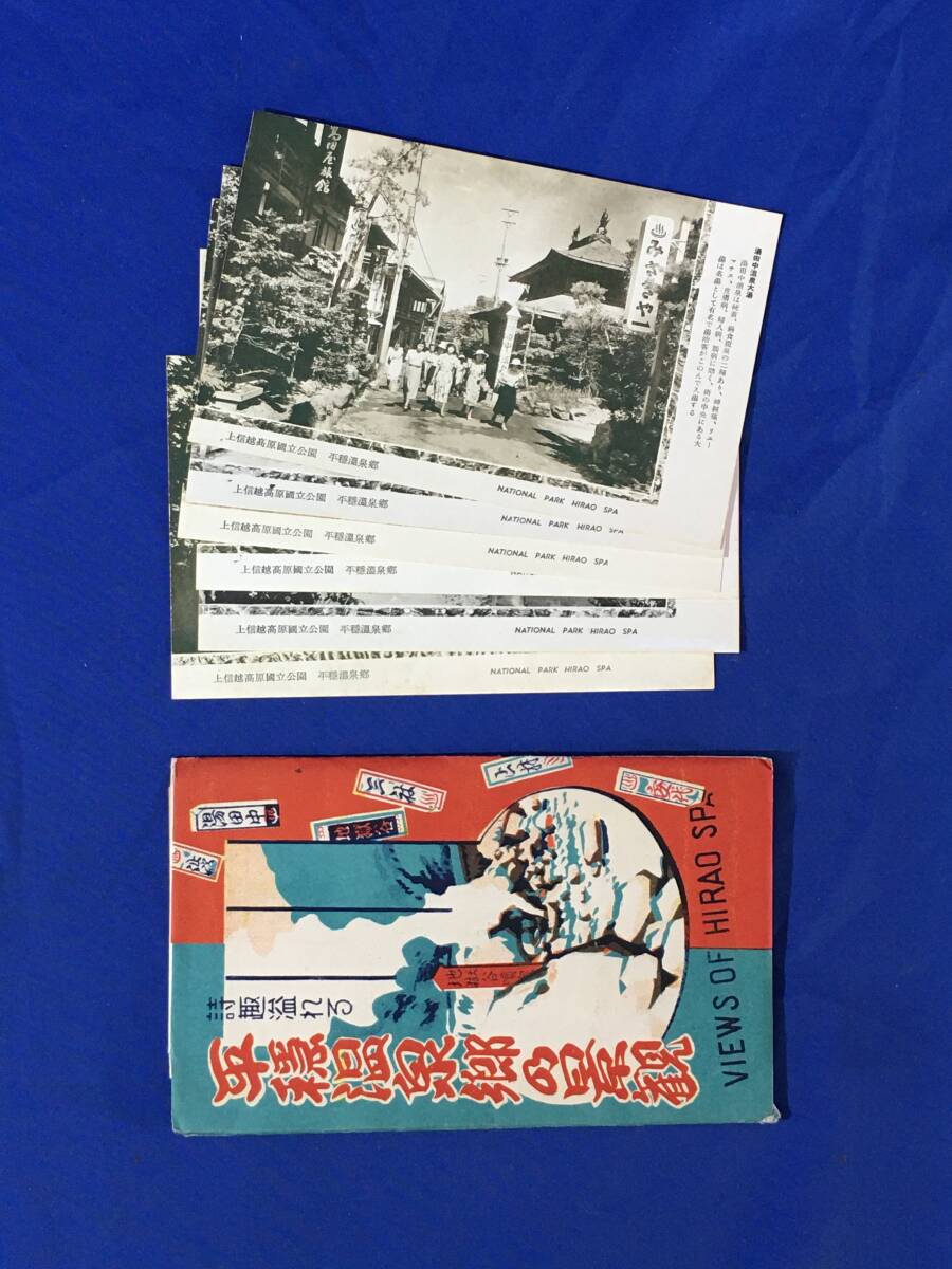 AG202イ●昭和期 【絵葉書】 「詩趣溢れる平穏温泉郷の景観」 6枚セット 袋付 タトウ 旅館/渋温泉・湯田中温泉全景/安代温泉大湯/レトロ拍卖