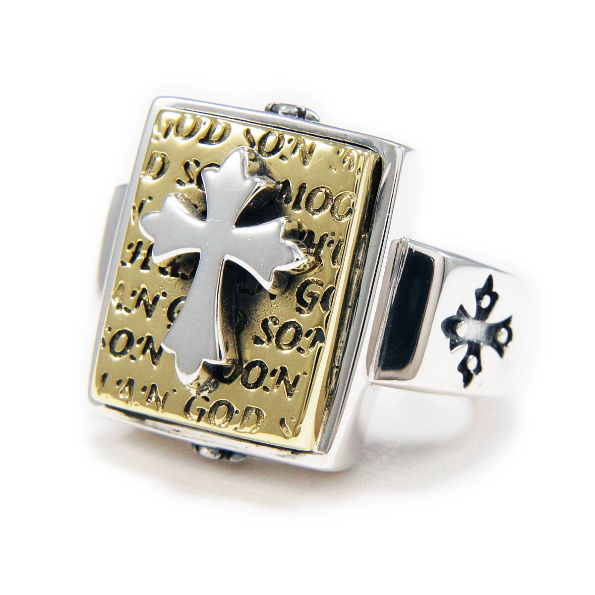 19号 クロスバイブル 真鍮 925シルバーリング 925刻印あり TAN-R029拍卖