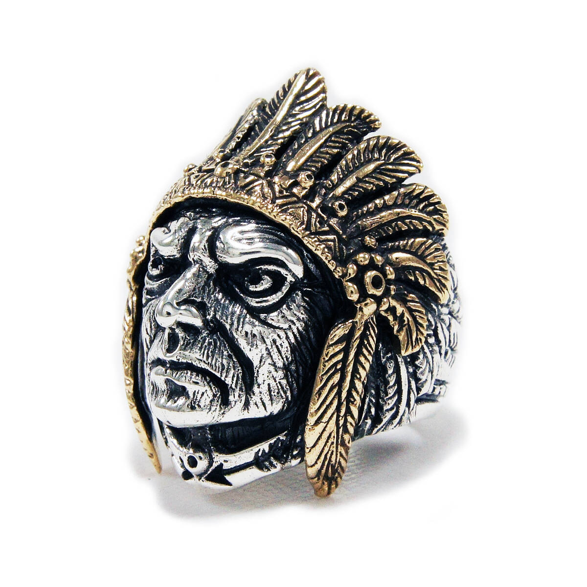 25号 レッドインディアン925シルバー青銅リング 925刻印ありTAN-R044拍卖