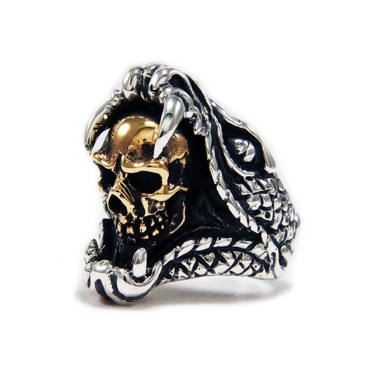 22号 コブラスカル925シルバー青銅リング 925刻印ありTAN-R045拍卖