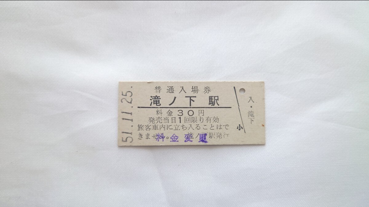 ☆国鉄北海道・廃止駅☆滝ノ下駅30 円入場券☆B型硬券昭和51年拍卖