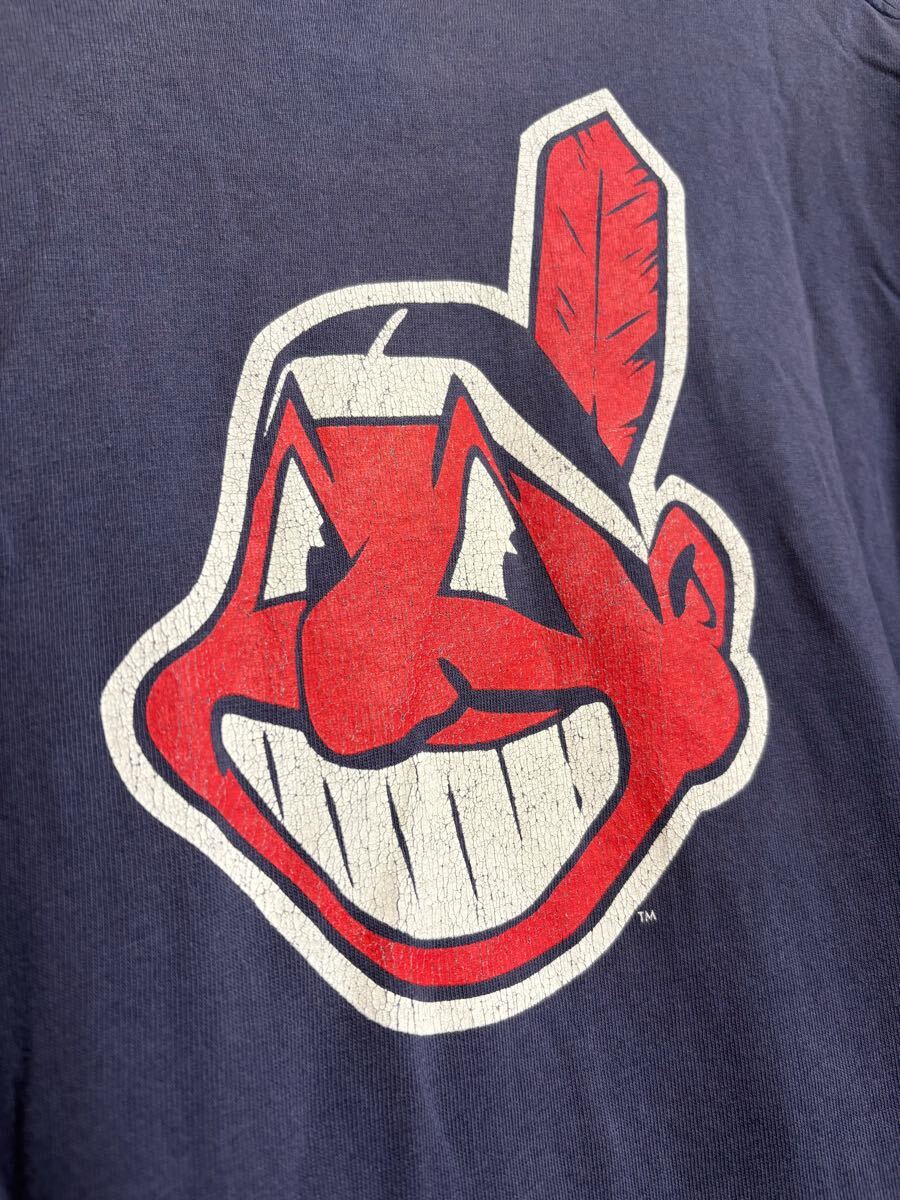 【USA製/NIKE】 Cleveland Indians Tシャツ 2002年製 MLB メジャーリーグ M ネイビー インディアンス ガーディアンズ 古着 ビンテージ拍卖