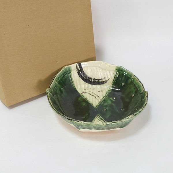 ★ 京焼 景春窯 和食器 京焼 景春窯 織部 変型鉢 YH-24512 (0220525379)拍卖