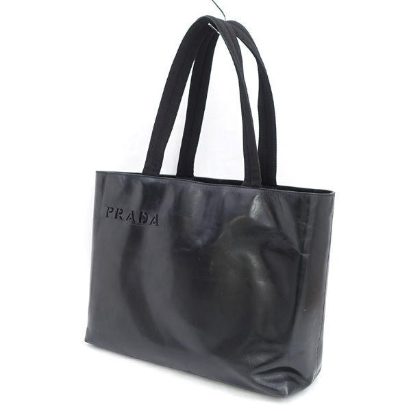 ■ プラダ カットロゴ ハンドバッグ トートバッグ レザー ブラック (0990014598)拍卖