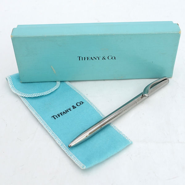 ■ ティファニー クリップ付 ボールペン ツイスト式 黒インク ルテニウム (0990014852)拍卖