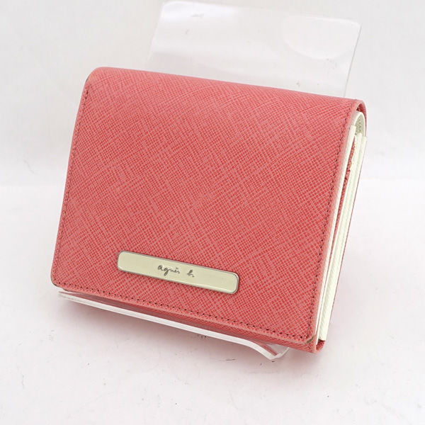 ■ アニエスベー 二つ折り 財布 レザー ピンク コンパクト H303-VLE4-444 (0990014862)拍卖