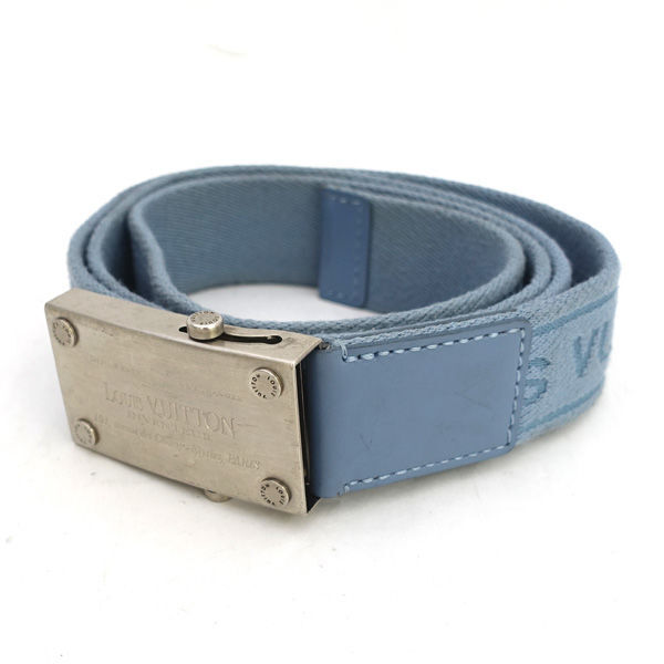 ■ ルイヴィトン ベルト メンズ 布ナイロン スライドバックル ブルー 75~105 M9847 (0990014925)拍卖