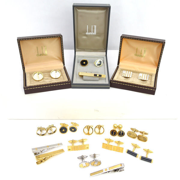 ★ ダンヒル dロゴ ゴールド×シルバー タイピン カフス スーツアクセサリー 大量 セット 10点以上 (0220426299)拍卖