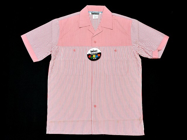 3Q売切!税無し☆未使用★bigborn(ビッグボーン)★半袖シャツ★5425/9-L★ストライプ★ピンク★ユニホームウエア★作業着★現状★0624-7拍卖