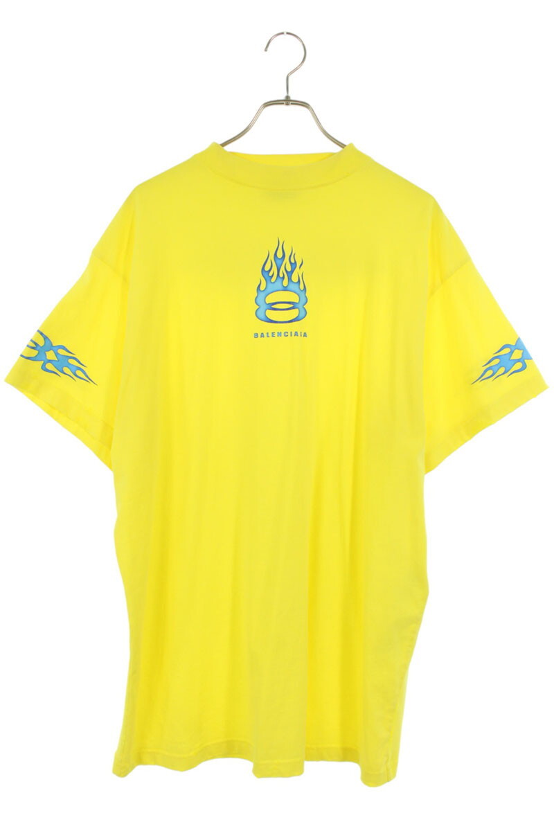 バレンシアガ Tシャツ サイズ:1 24SS 787349 TQVW7 ユーズド加工フレイムロゴオーバーサイズTシャツ 中古 OM10拍卖