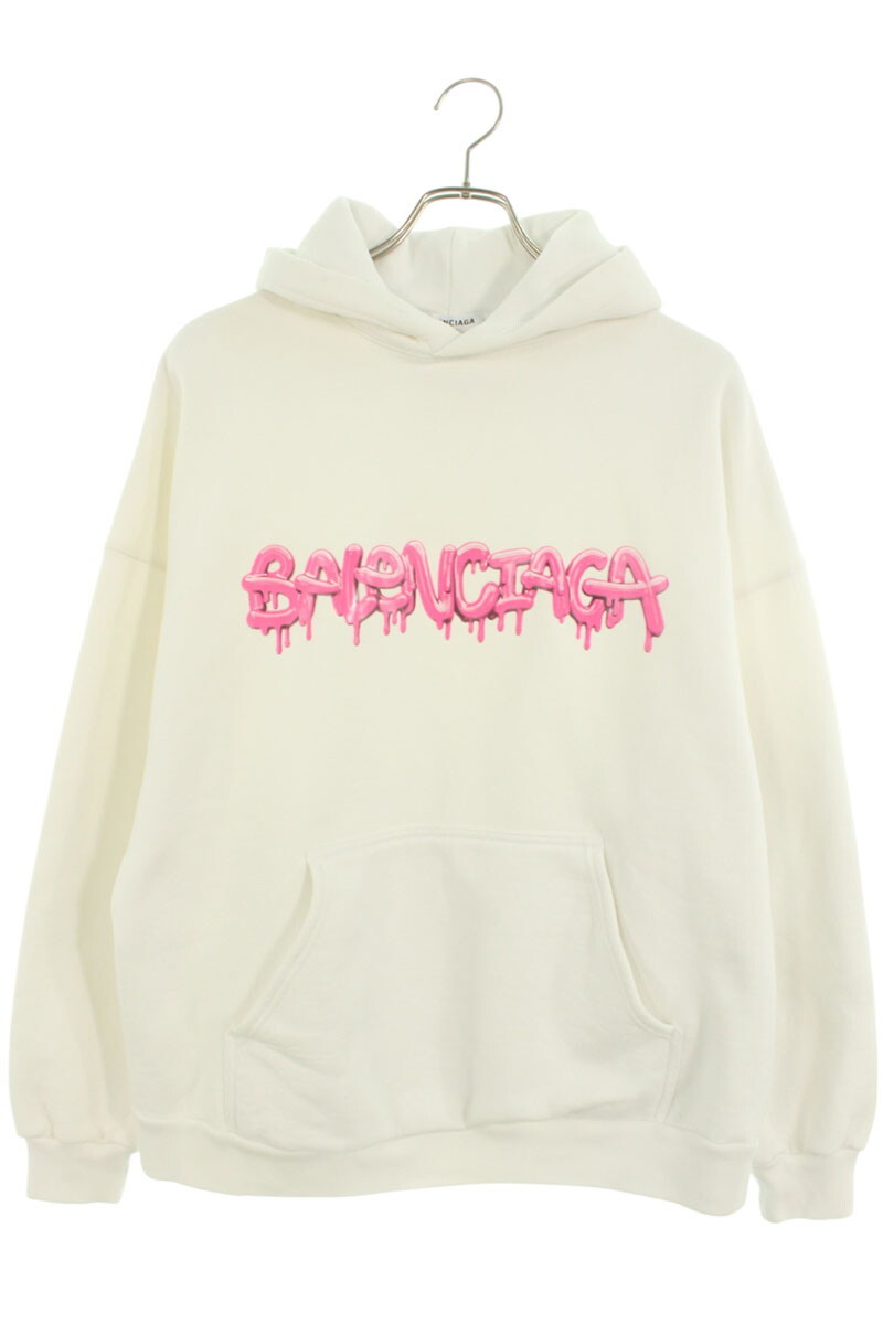 バレンシアガ パーカー サイズ:1 22SS 675003 TLVF2 ペンキペイントロゴプルオーバーパーカー 中古 BS99拍卖