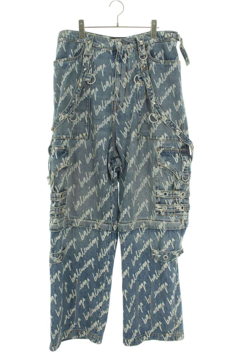 バレンシアガ デニムパンツ 22SS 681693 TJW90 サイズ:31インチ オールオーバーロゴレイヴァーバギーデニムパンツ 中古 SB01拍卖