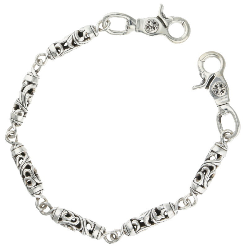 クロムハーツ ウォレットチェーン サイズ:6LINK ROLLER SHORT-T 2クリップ 6LINKショートローラー シルバーウォレットチェーン 中古 NO05拍卖