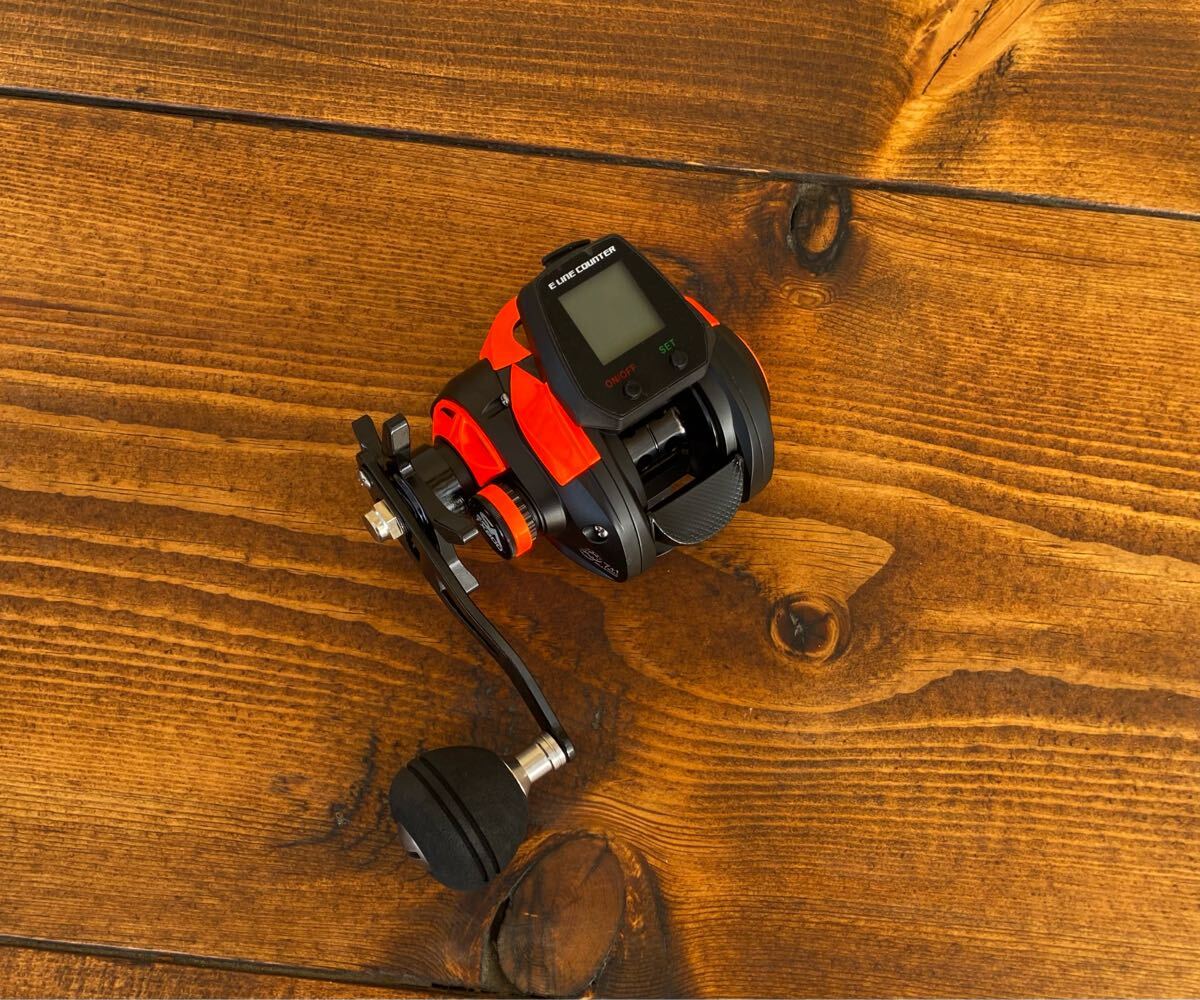 デジタルカウンター付きベイトリール 左巻き ジギング オレンジ デジタルリール拍卖