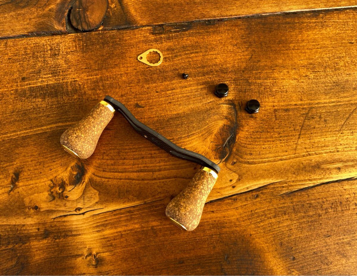 カーボンオフセットハンドル コルクノブ ゴールド シマノ ベイトリールパーツ拍卖