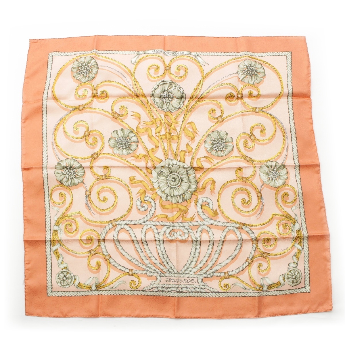 エルメス シルク カレ90 JOUVENCE 青春 スカーフ ピンクベージュ【中古】拍卖