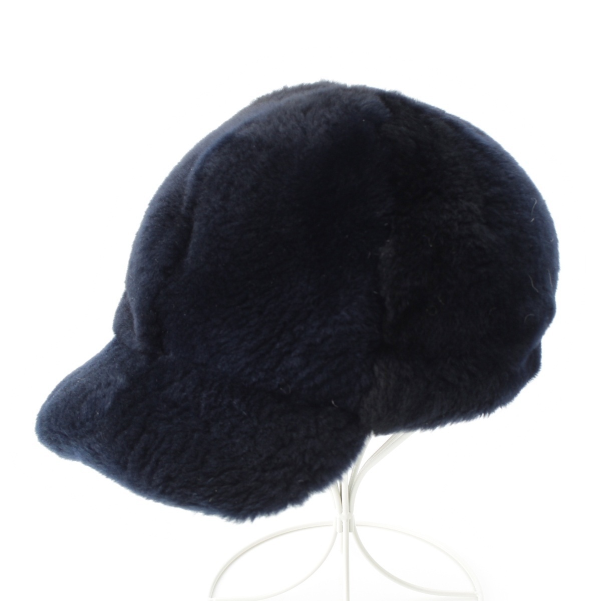 マルニ ヌートリア コットン ファー レーヨン ハット キャスケット 帽子 キャップ 25TC0010Y0116 ネイビー M【中古】拍卖