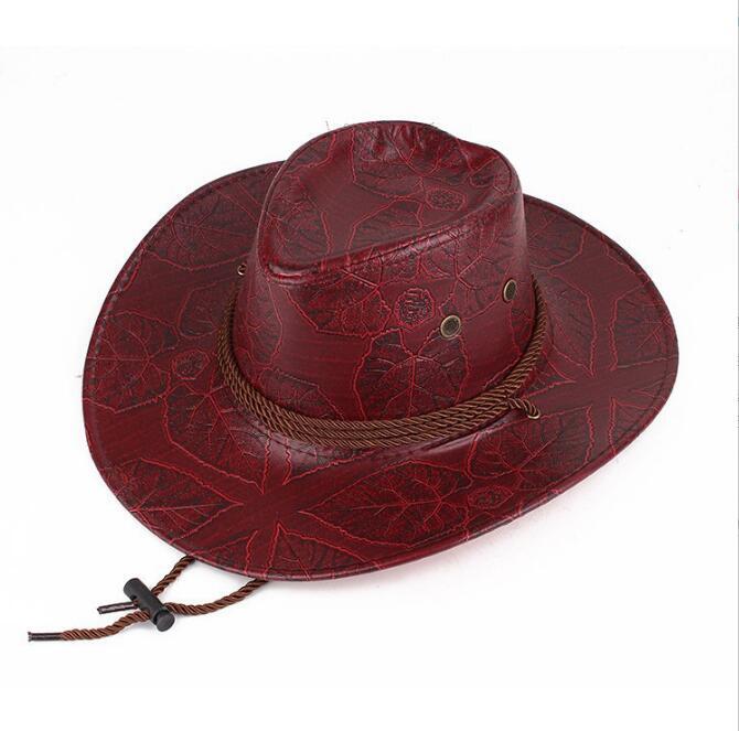 新作お色選択可ウボーイ ハットウエスタンテンガロンハット ハット ユニセックス フェイクレザー 人工革西部 コスプレ小物レッドブラウン拍卖