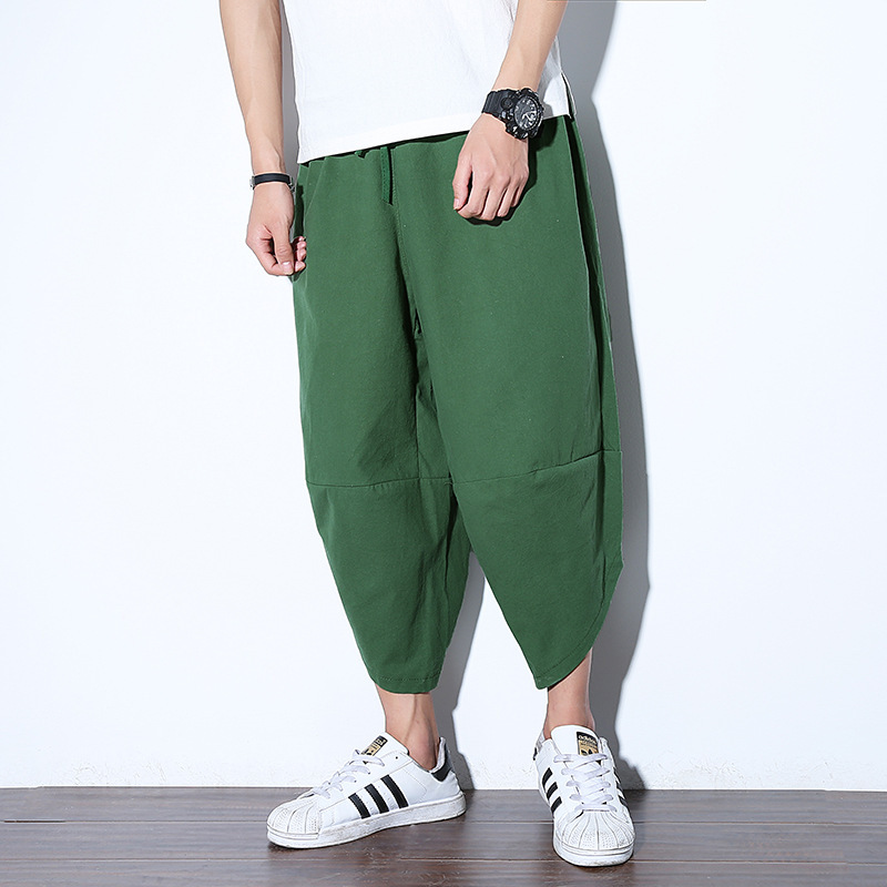 新作サルエルパンツ テーパードパンツ メンズ ハレムパンツ 綿麻ショートパンツ 9分丈ヒップホップ 無地 選択可 M~5XL選択拍卖