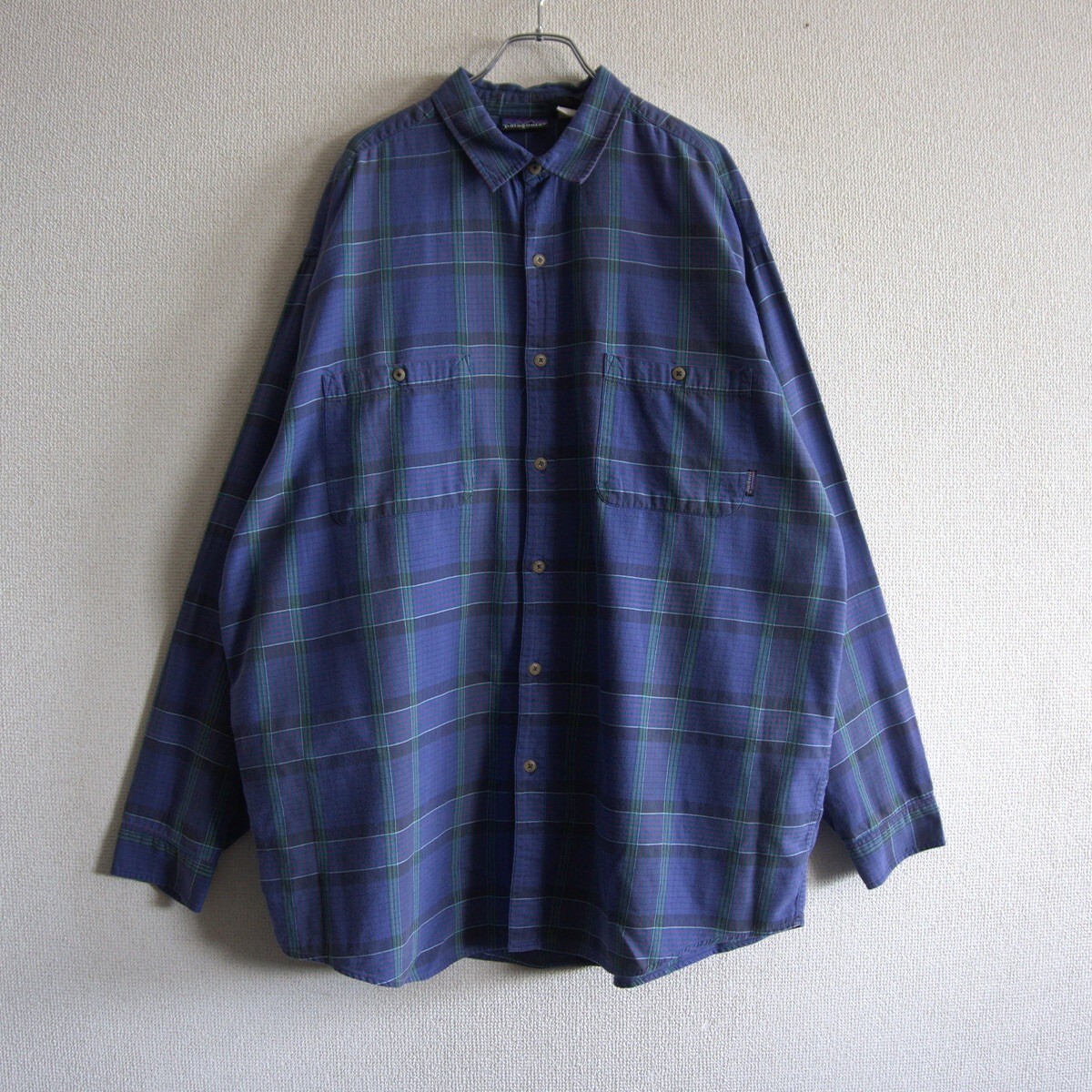 【雰囲気抜群】PATAGONIA【ラウンド シルエット チェック シャツ】 XL パタゴニア コットン ポルトガル製 25060598拍卖