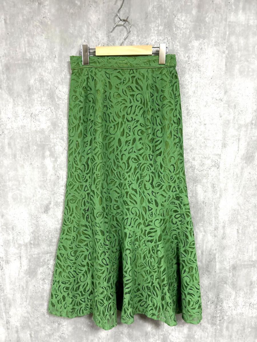 ネコポスOK Techichi テチチ レース ロング マーメイド スカート sizeF/緑 ■◆ レディース レディース拍卖