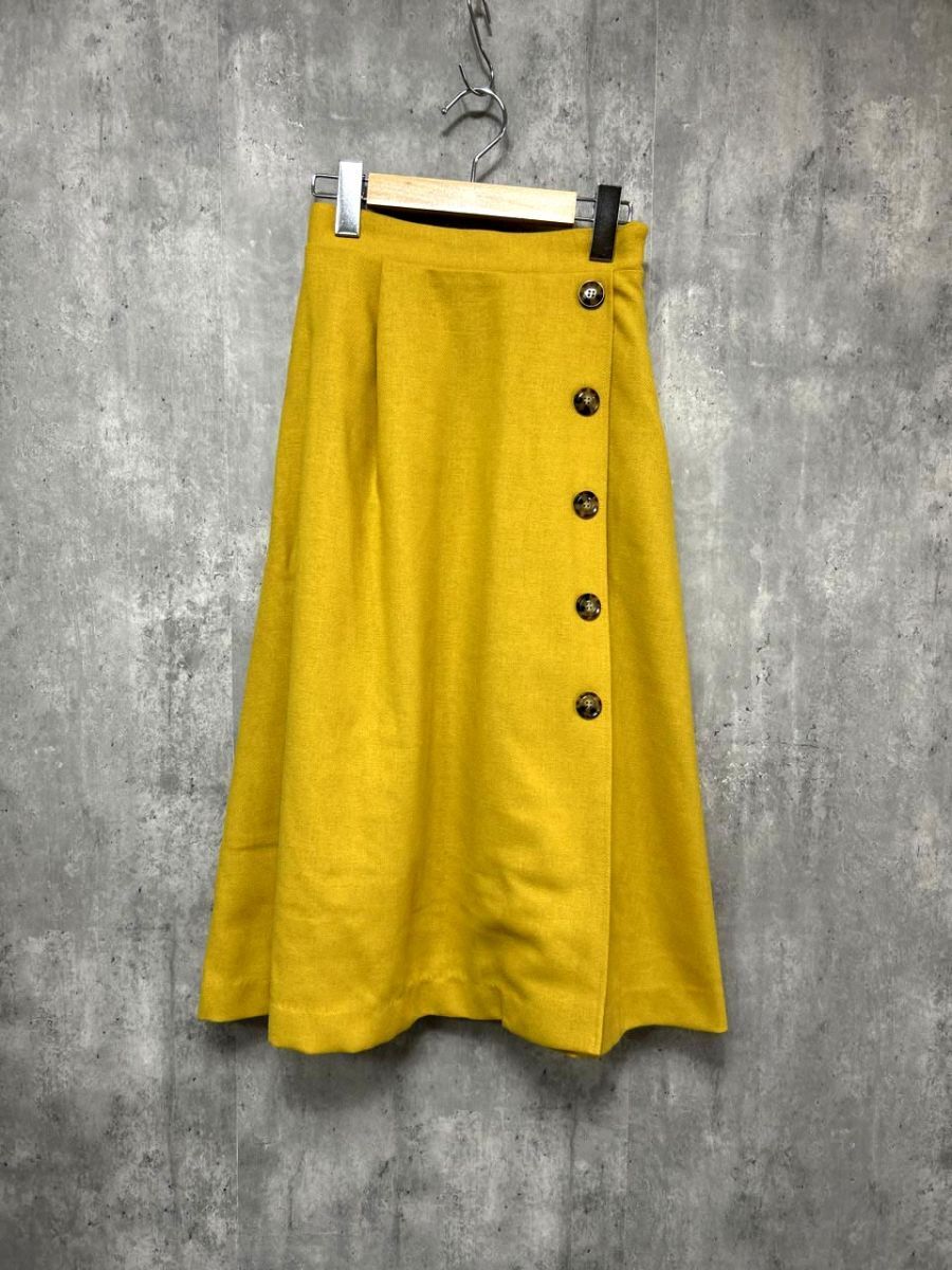 美品 Techichi テチチ Aライン 台形 スカート sizeS/黄 ◆■ レディース拍卖