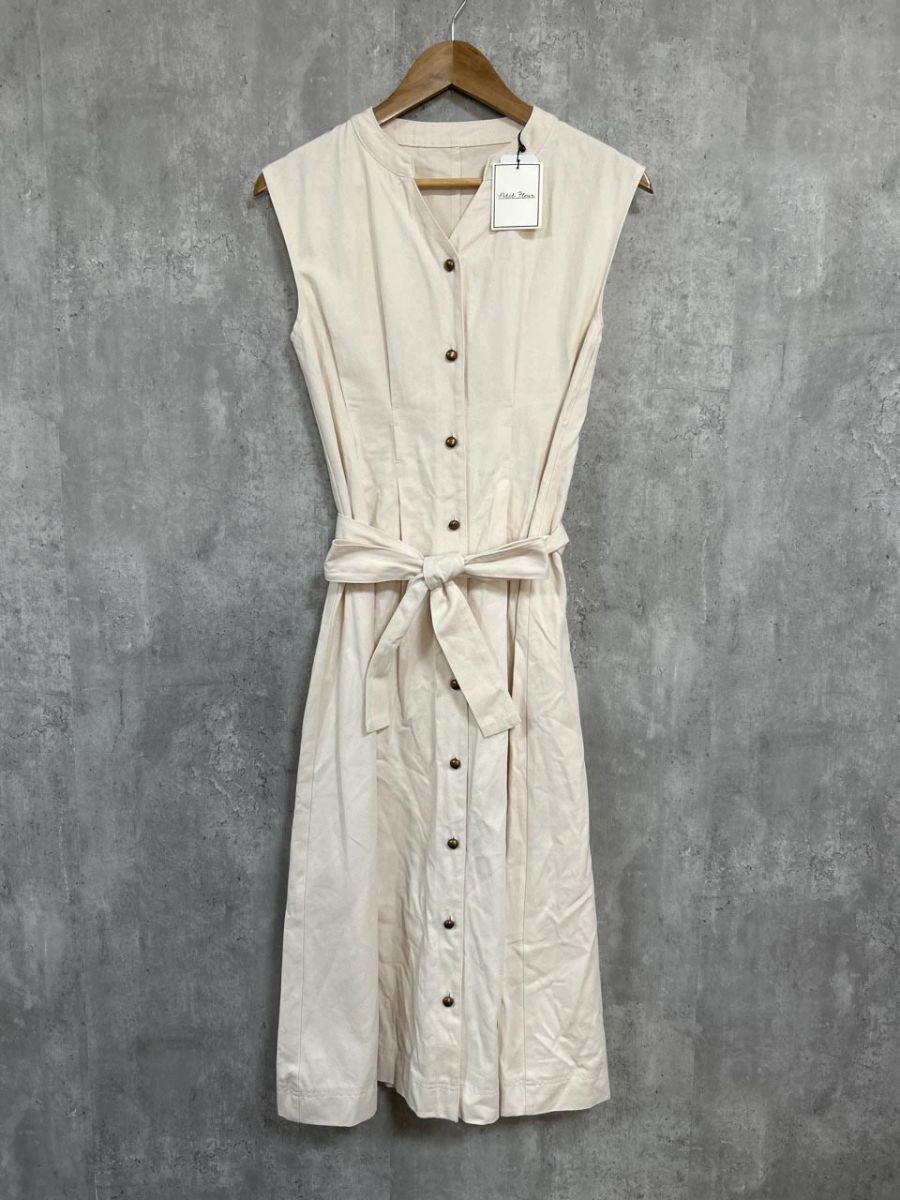 Petite Fleur プティットフルール ウエスト紐 ノースリーブ ワンピース sizeM/クリーム ■◆ レディース拍卖