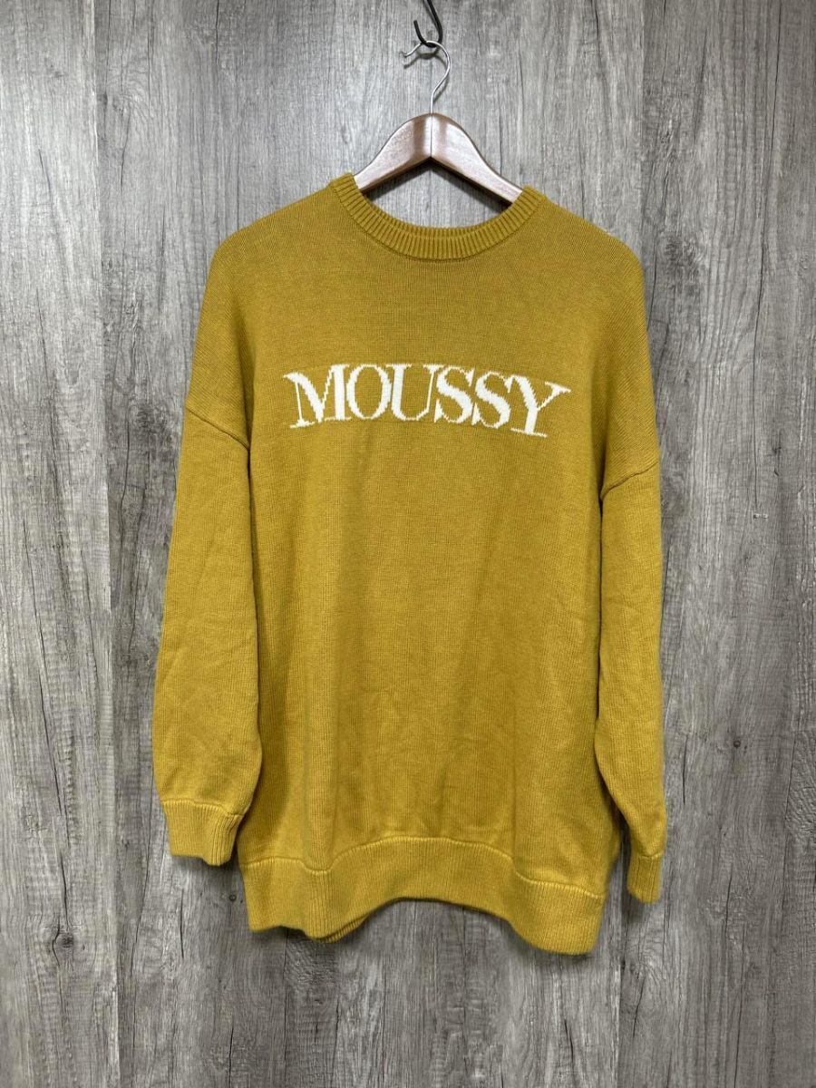 MOUSSY マウジー ロゴ ニット セーター sizeF/黄 ◆■ レディース拍卖