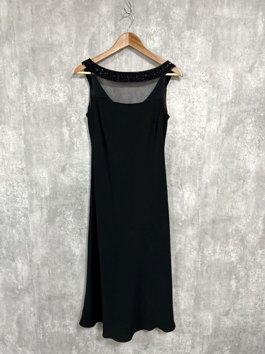 Evan-Picone エバンピコネ ビーズ シアー ワンピース size6/黒 ■◆ レディース拍卖