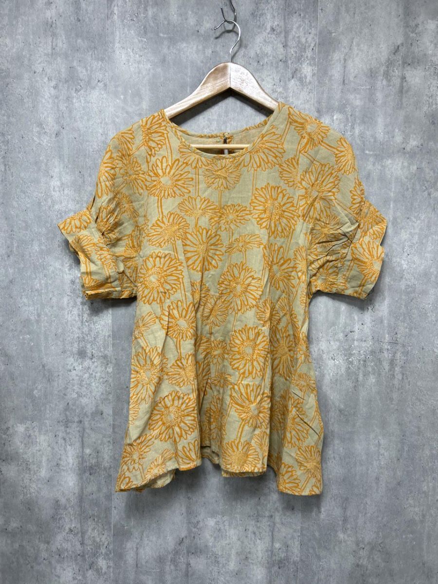 Airy エアリー リネン混 花柄 シャツ ベージュ ■◆ レディース拍卖