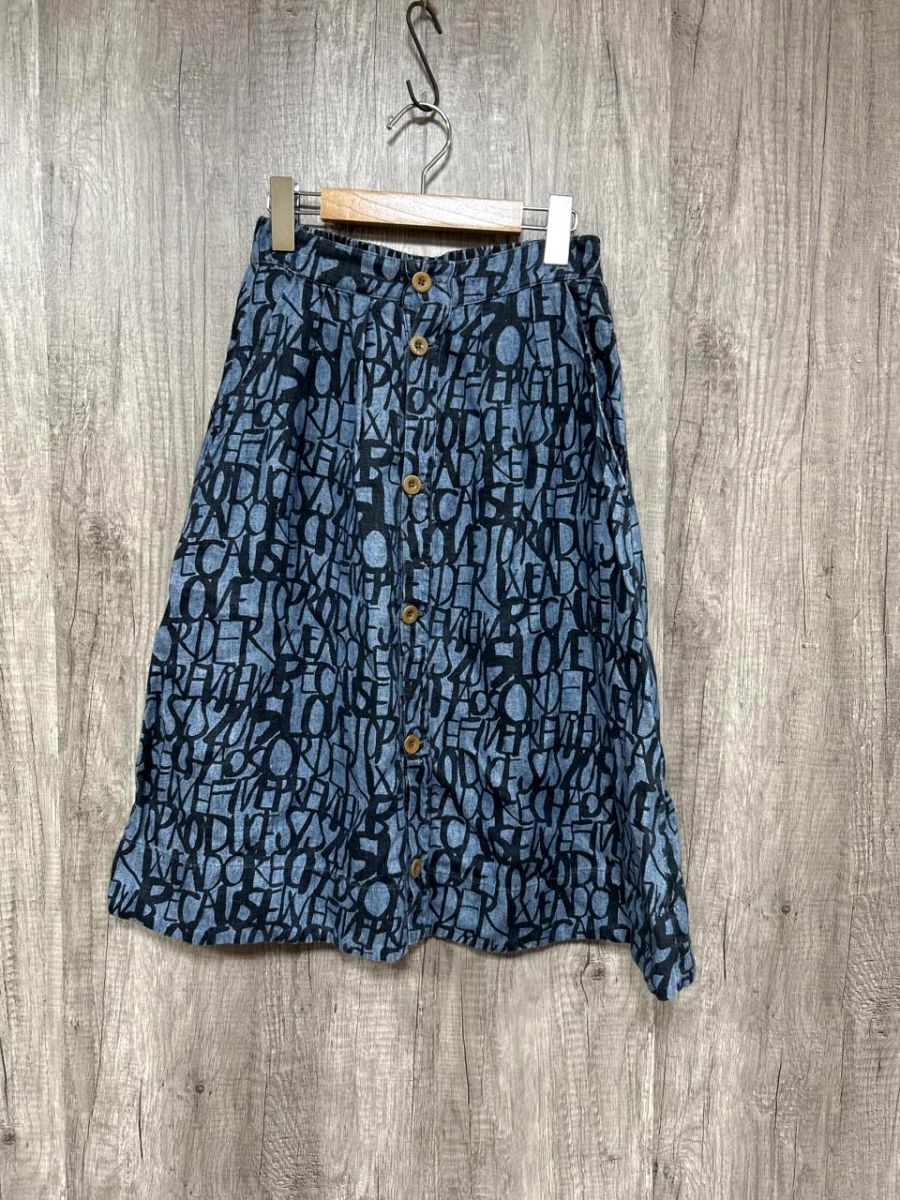 5PREVIEW ファイブプレビュー ロゴ 総柄 Aライン 台形 スカート sizeXS/青 ◆■ レディース拍卖