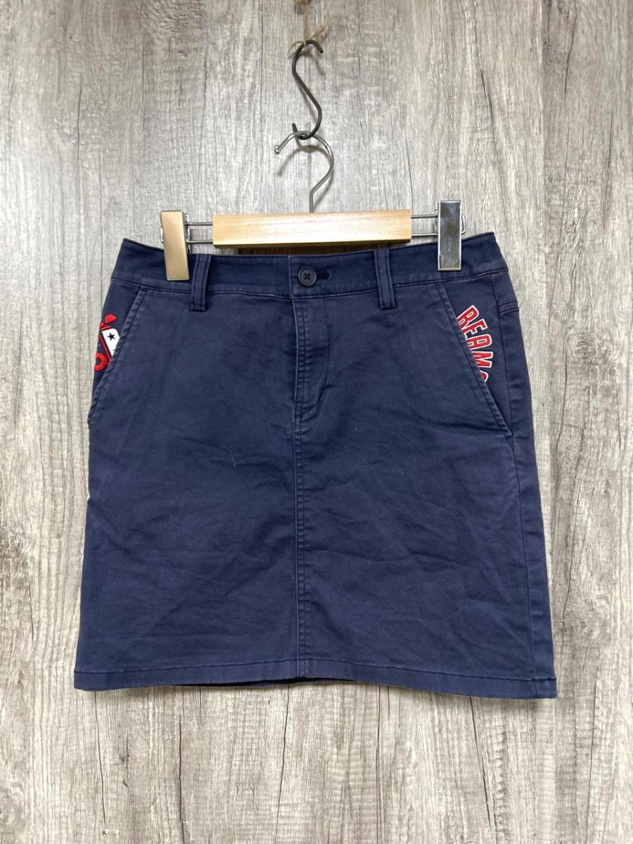 BEAMS GOLF ビームス ゴルフ 刺繍ロゴ タイト スカート sizeXS/紺 ■■ レディース拍卖