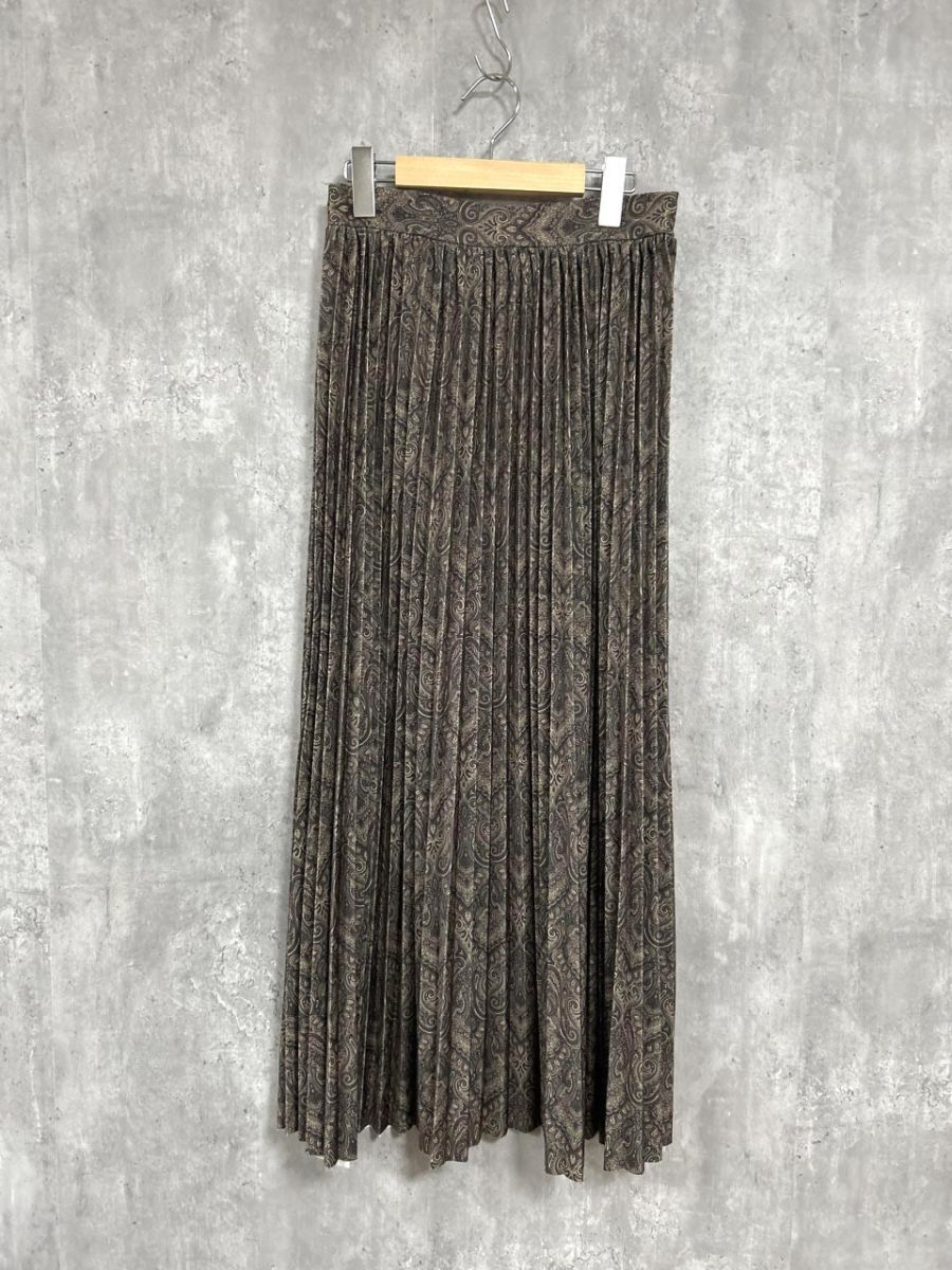 Re:EDIT リエディ ペイズリー柄 プリーツ スカート sizeL/茶 ■■ レディース拍卖