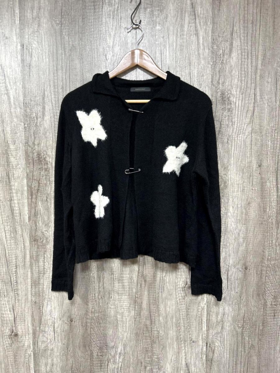 クレセント Crescent アルパカ混 花柄 ニット カーディガン sizeM/黒 ◆■ レディース拍卖