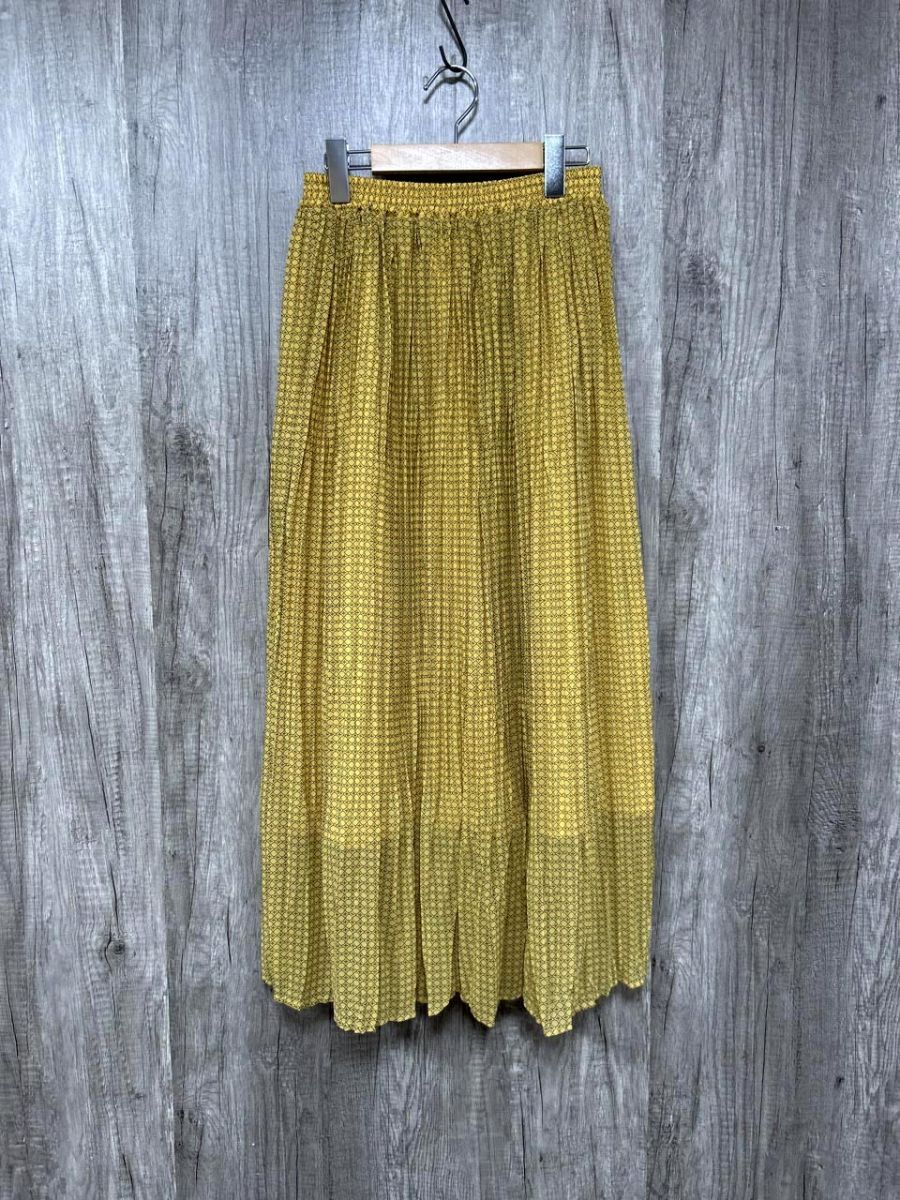 salon サロン 総柄 プリーツ スカート sizeF/黄色 ■◆ レディース拍卖