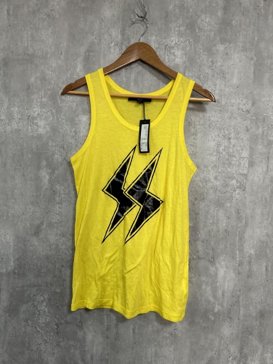 美品 IZREEL イズリール イナズマ プリント タンクトップ sizeS/黄 ■◆ メンズ拍卖