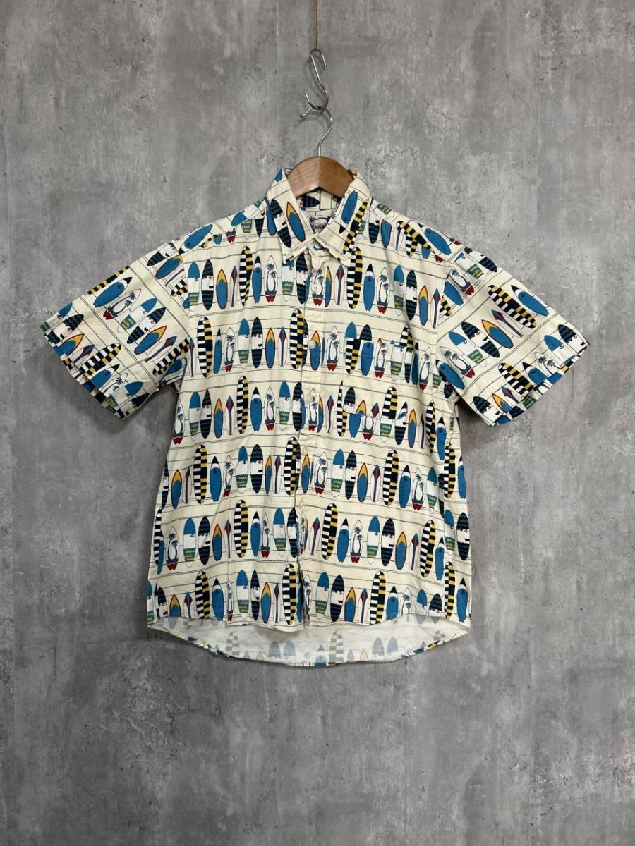 ALCARZA アルカルザ 総柄 アロハ シャツ sizeM/白x青 ■◆ メンズ拍卖