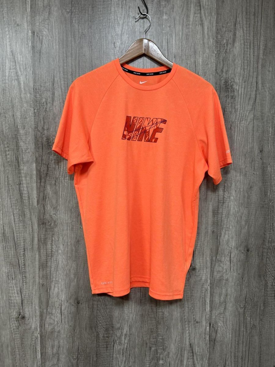 ネコポスOK NIKE ナイキ プリントロゴ DRY-FIT Tシャツ sizeM/蛍光 オレンジ ■◆ メンズ拍卖