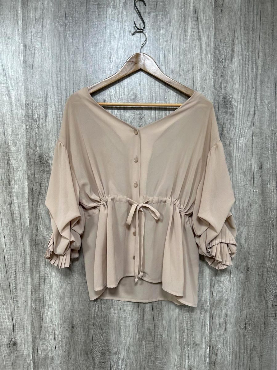 ネコポスOK who’s who Chico フーズフーチコ フリル ブラウス シャツ sizeF/ライトブラウン ■◆ レディース拍卖