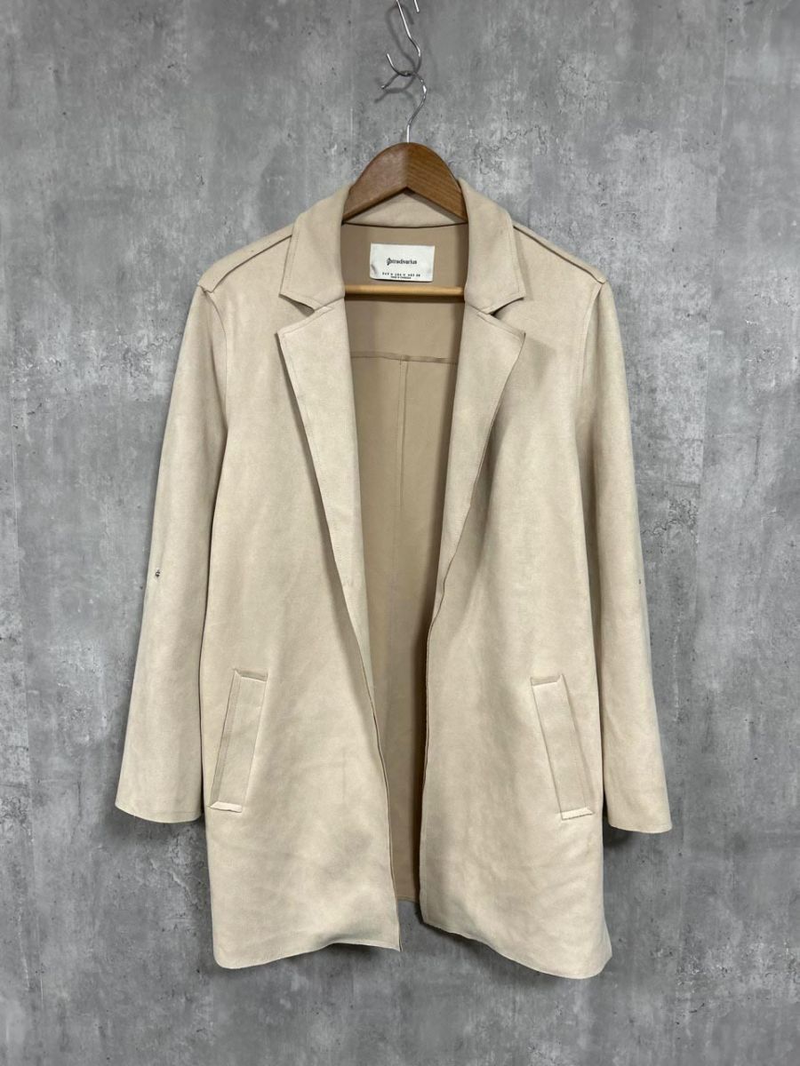 Stradivarius ストラディバリウス ベロア ロング ジャケット sizeM/ベージュ ◆■ レディース拍卖