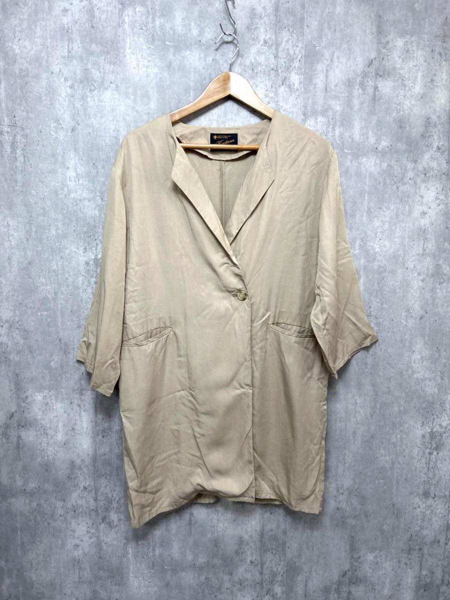 Kastane カスタネ ノーカラー ジャケット sizeF/ベージュ ■◇ レディース拍卖