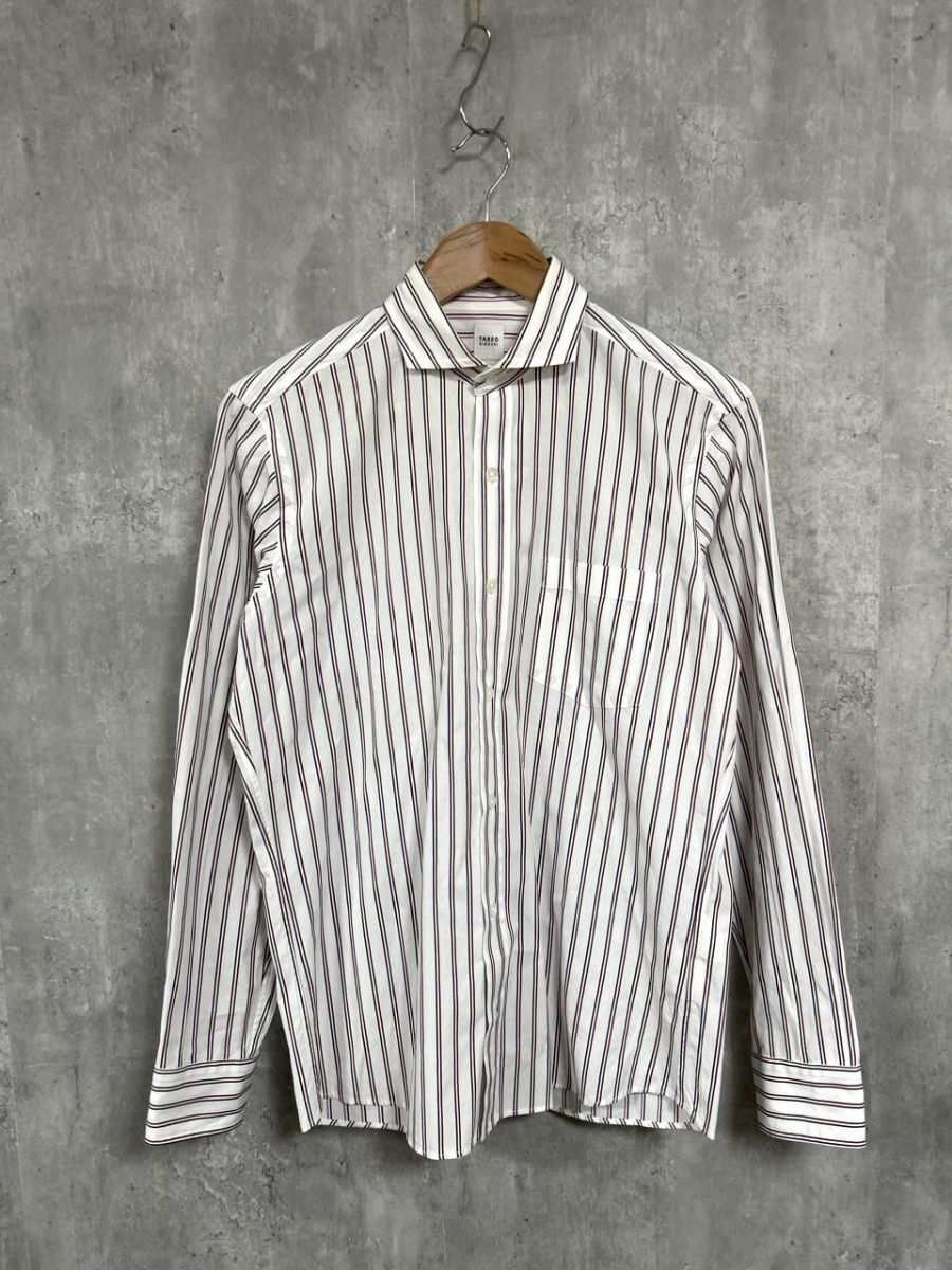 TAKEO KIKUCHI タケオキクチ ストライプ シャツ size2/白 ■◇ メンズ拍卖