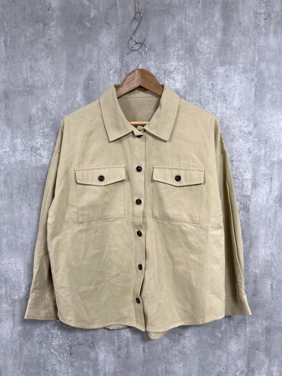 ネコポスOK FREE’S MART フリーズマート シンプル 厚手 長袖 シャツ sizeF/ベージュ ■■ メンズ拍卖