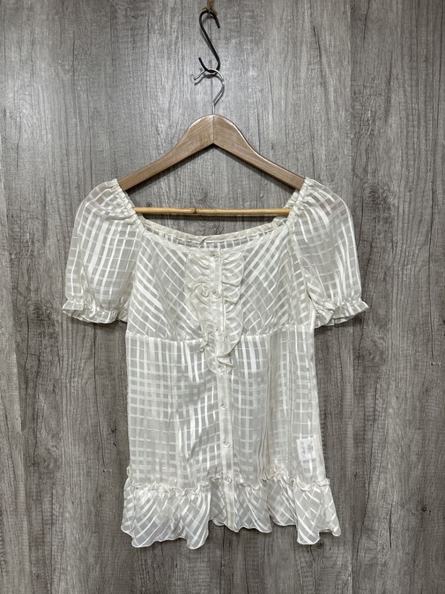 美品 Pin Curl ピンカール チェック ブラウス シャツ sizeM/アイボリー ■◆ レディース拍卖