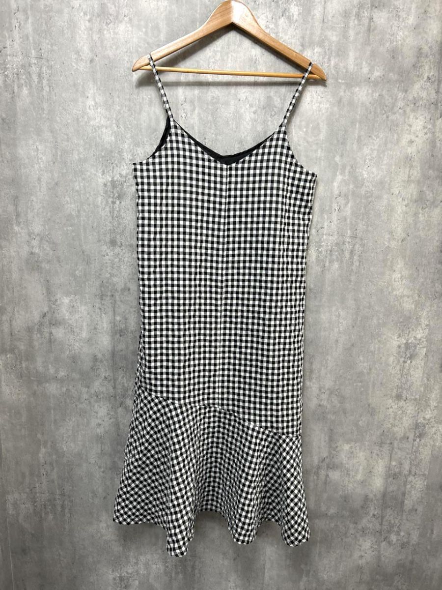 ELENCARE DUE エレンカーレデュエ ギンガムチェック キャミソール ワンピース sizeF/白x黒■◆拍卖